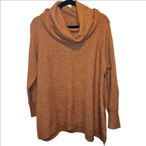 Max Studio Size 1X Orange Cowl Neck Sweater EUC